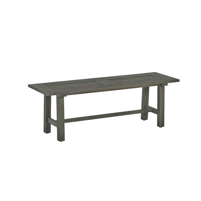 Best Quality Furniture 3pc Rustic Gray Acacia Wood Patio Set with Bench