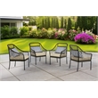 Best Quality Furniture Set of 4 Patio Chairs in Gray Steel Metal with Pillows