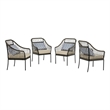 Best Quality Furniture Set of 4 Patio Chairs in Gray Steel Metal with Pillows