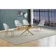 Best Quality Furniture 5pc Glass Dining Set with Cream Velvet Chairs