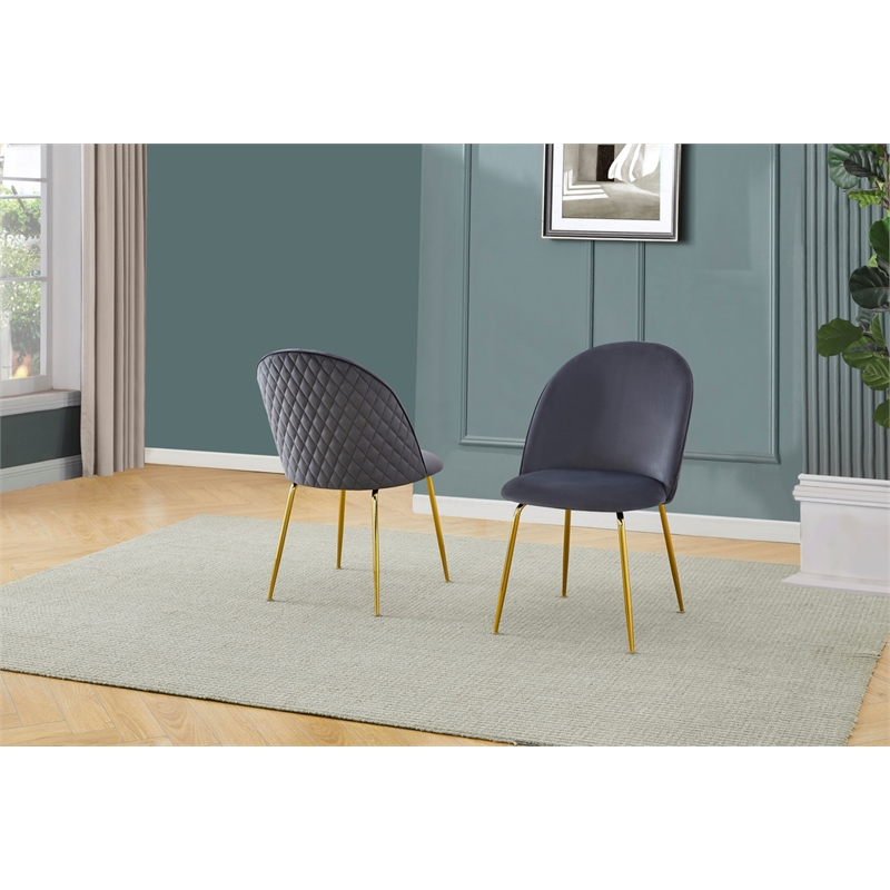 Best Quality Furniture 7pc Glass Dining Set with Dark Gray Velvet Chairs