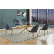 Best Quality Furniture 7pc Glass Dining Set with Dark Gray Velvet Chairs