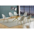 Best Quality Furniture 7pc Glass Dining Set with Cream Velvet Chairs