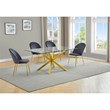 Best Quality Furniture 5pc Glass Dining Set with Dark Gray Velvet Chairs
