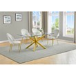 Best Quality Furniture 5pc Glass Dining Set with Cream Velvet Chairs