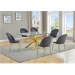 Best Quality Furniture 7pc Glass Dining Set with Dark Gray Velvet Chairs