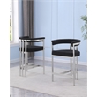Best Quality Furniture Set of 2 Counterheight Chairs in Black Boucle Fabric