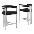 Best Quality Furniture Set of 2 Counterheight Chairs in Black Boucle Fabric