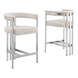 Best Quality Furniture Set of 2 Counterheight Chairs in Cream Boucle Fabric