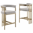 Best Quality Furniture Set of 2 Counterheight Chairs in Rich Gray Boucle Fabric