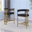 Best Quality Furniture Set of 2 Counterheight Chairs in Black Boucle Fabric