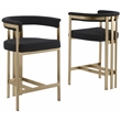 Best Quality Furniture Set of 2 Counterheight Chairs in Black Boucle Fabric
