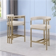 Best Quality Furniture Set of 2 Counterheight Chairs in Cream Boucle Fabric