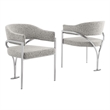 Best Quality Furniture Set of 2 Dining Side Chairs in Rich Gray Boucle Fabric