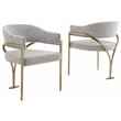Best Quality Furniture Set of 2 Dining Side Chairs in Rich Gray Boucle Fabric