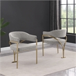 Best Quality Furniture Set of 2 Dining Side Chairs in Rich Gray Boucle Fabric