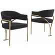 Best Quality Furniture Set of 2 Dining Side Chairs in Black Boucle Fabric