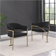 Best Quality Furniture Set of 2 Dining Side Chairs in Black Boucle Fabric