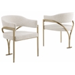 Best Quality Furniture Set of 2 Dining Side Chairs in Cream Boucle Fabric