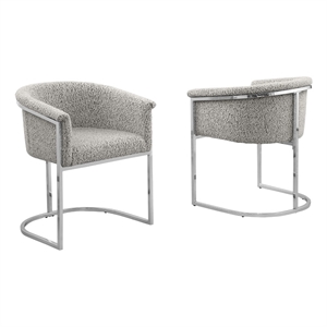 Best Quality Furniture Set of 2 Dining Side Chairs in Rich Gray Boucle Fabric