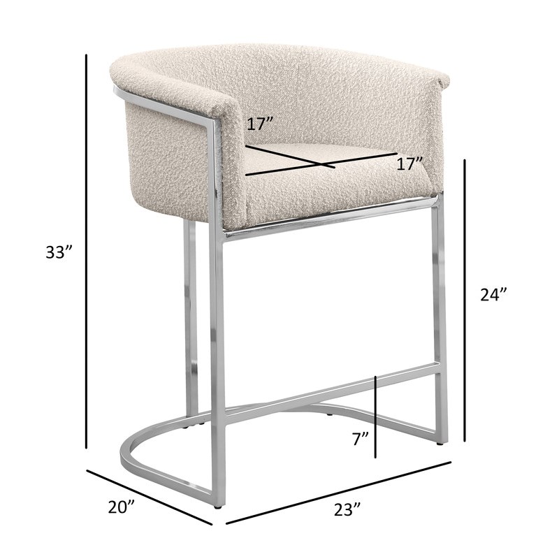 Best Quality Furniture Set of 2 Counterheight Chairs in Rich Gray Boucle Fabric
