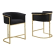 Best Quality Furniture Set of 2 Counterheight Chairs in Black Boucle Fabric