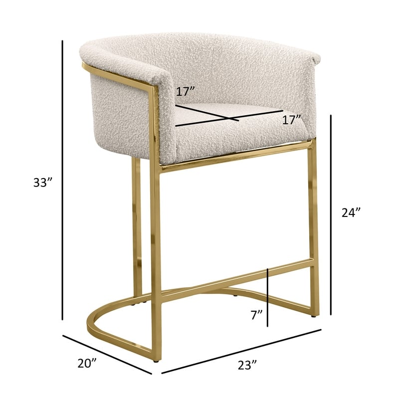 Best Quality Furniture Set of 2 Counterheight Chairs in Cream Boucle Fabric