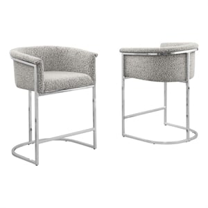 Best Quality Furniture Set of 2 Barstools in Rich Gray Boucle Fabric