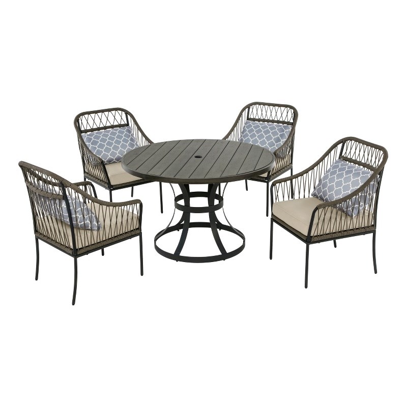 Best Quality Furniture 5 Piece Outdoor Patio Set in Gray Steel Metal
