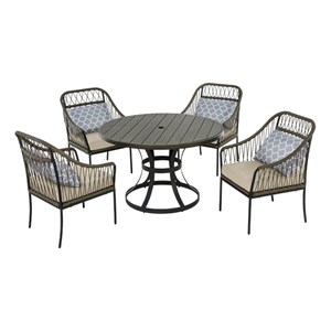 Best Quality Furniture 5 Piece Outdoor Patio Set in Gray Steel Metal