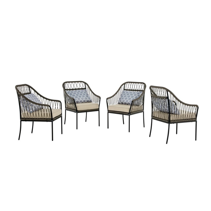 Best Quality Furniture 5 Piece Outdoor Patio Set in Gray Steel Metal