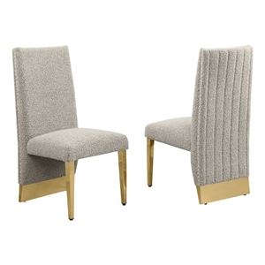 Best Quality Furniture Set of 2 Dining Side Chairs in Gray Boucle Fabric