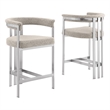 Best Quality Furniture Set of 2 Counterheight Chairs in Gray Boucle Fabric