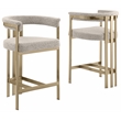 Best Quality Furniture Set of 2 Counterheight Chairs in Gray Boucle Fabric