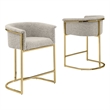 Best Quality Furniture Set of 2 Counterheight Chairs in Gray Boucle Fabric