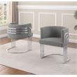 Best Quality Furniture Gray Teddy Fabric Side Chairs with Chrome