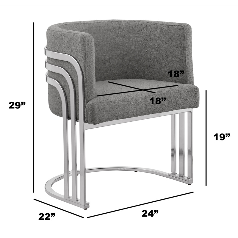 Best Quality Furniture Gray Teddy Fabric Side Chairs with Chrome