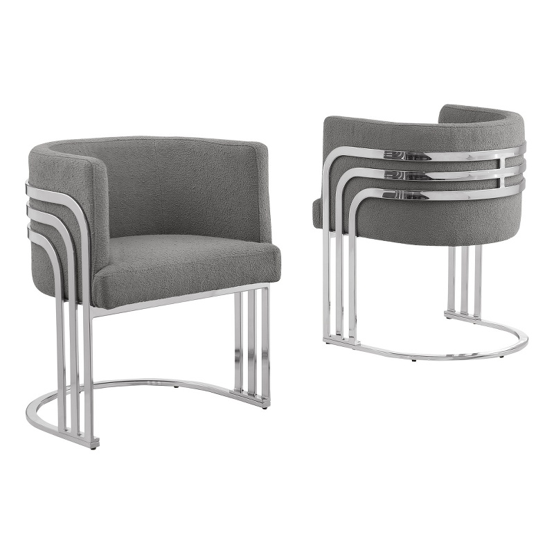 Best Quality Furniture Gray Teddy Fabric Side Chairs with Chrome