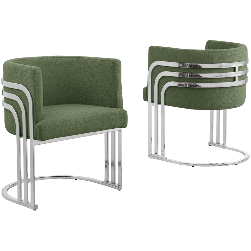 Best Quality Furniture Green Teddy Fabric Side Chairs with Chrome