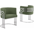 Best Quality Furniture Green Teddy Fabric Side Chairs with Chrome
