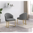 Best Quality Furniture Sled Side Chair with Gray Teddy Fabric and Pleated Back