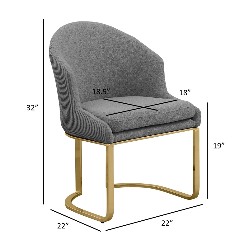 Best Quality Furniture Sled Side Chair with Gray Teddy Fabric and Pleated Back