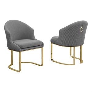 Best Quality Furniture Sled Side Chair with Gray Teddy Fabric and Pleated Back