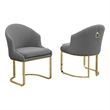 Best Quality Furniture Sled Side Chair with Gray Teddy Fabric and Pleated Back