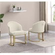 Best Quality Furniture Sled Side Chair with Cream Teddy Fabric and Pleated Back