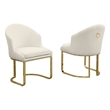 Best Quality Furniture Sled Side Chair with Cream Teddy Fabric and Pleated Back