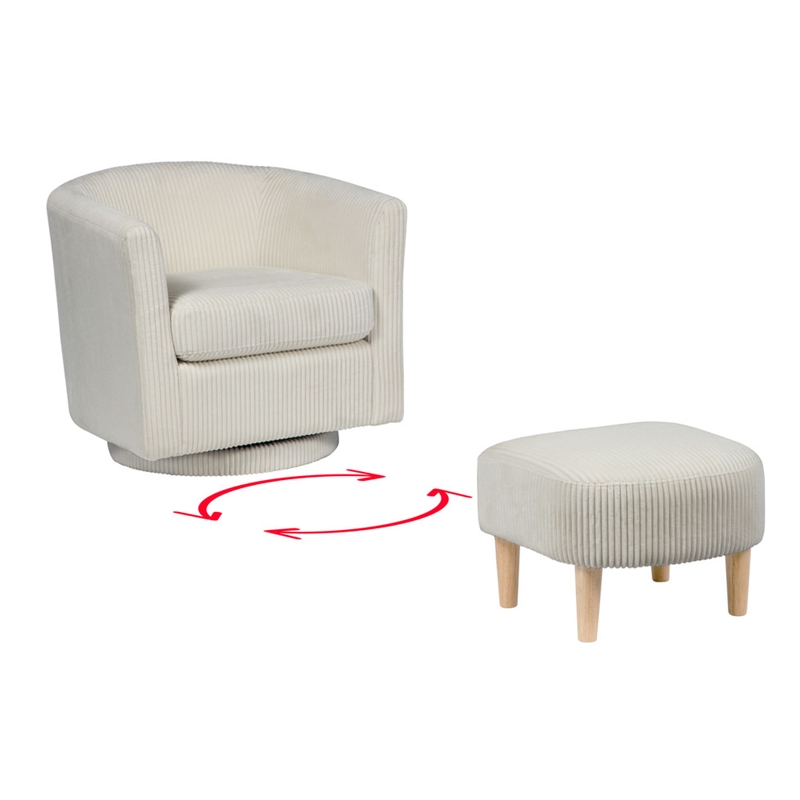 Best Quality Furniture 2pc Swivel Accent Chair with Ottoman in Black Velvet