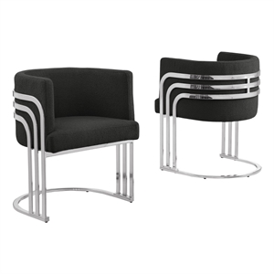 Best Quality Furniture Black Teddy Fabric Side Chairs with Chrome