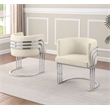 Best Quality Furniture Cream Teddy Fabric Side Chairs with Chrome