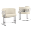 Best Quality Furniture Cream Teddy Fabric Side Chairs with Chrome